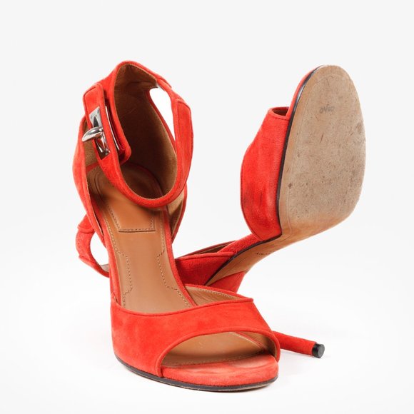 Givenchy Red Suede Shark Sandals - Picture 4 of 10